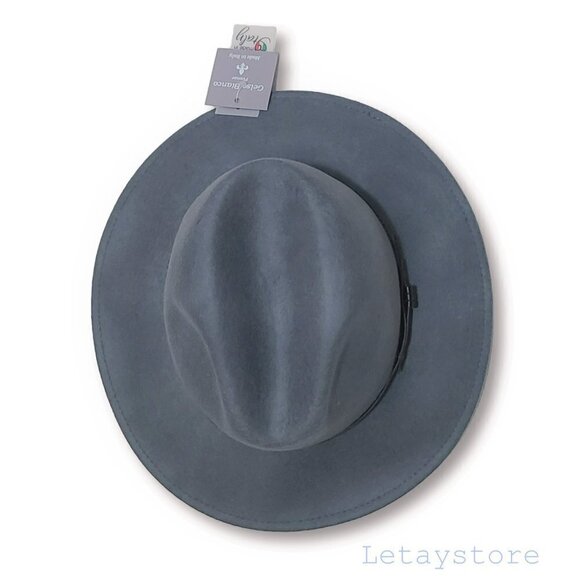 NWT CINTELLI & GALLUZZO Italy Wool Leather Trim Felt Fedora Hat main image 4
